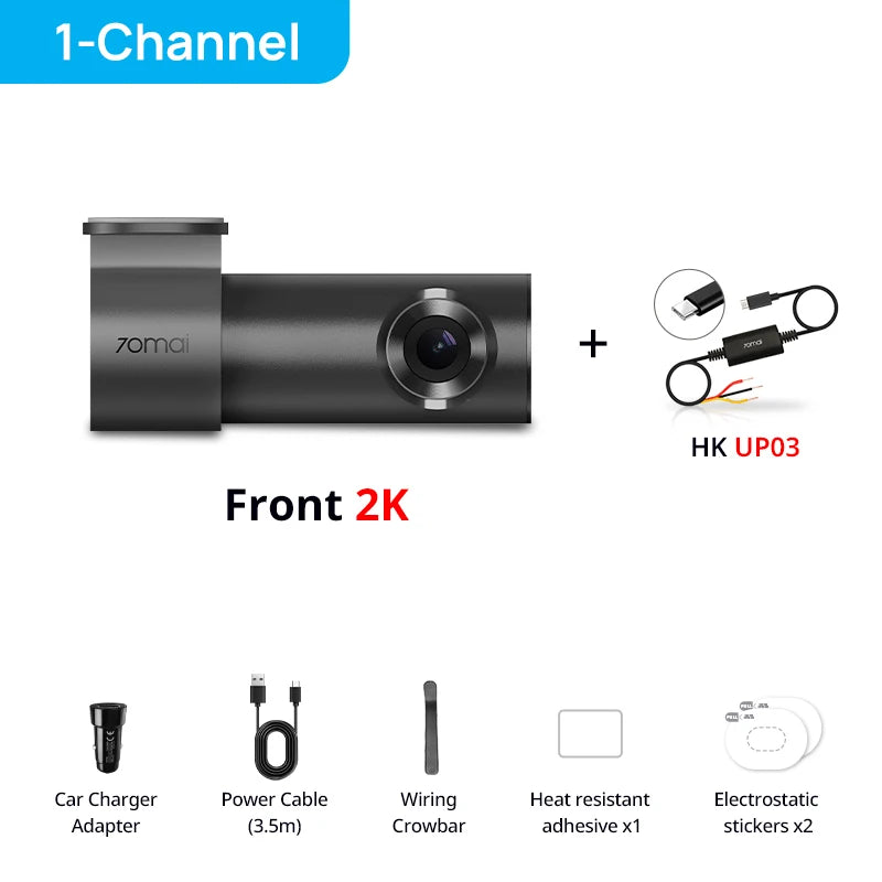 70mai M310 Plus 2K 1440P Dash Cam 143°FOV f/1.55 Large Aperture Smart Voice Control 24H Parking Guard Night Vision Car Camera