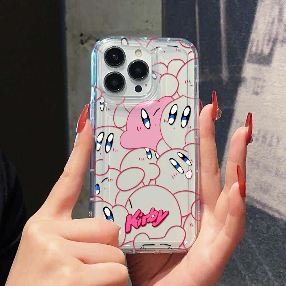 Anime Pink K-Kirbys Cat Phone Case for Samsung Galaxy S25 S24 S23 S22 S21 S20 S10 Note20 Note10 FE Ultra Plus 4G 5G Clear Cover