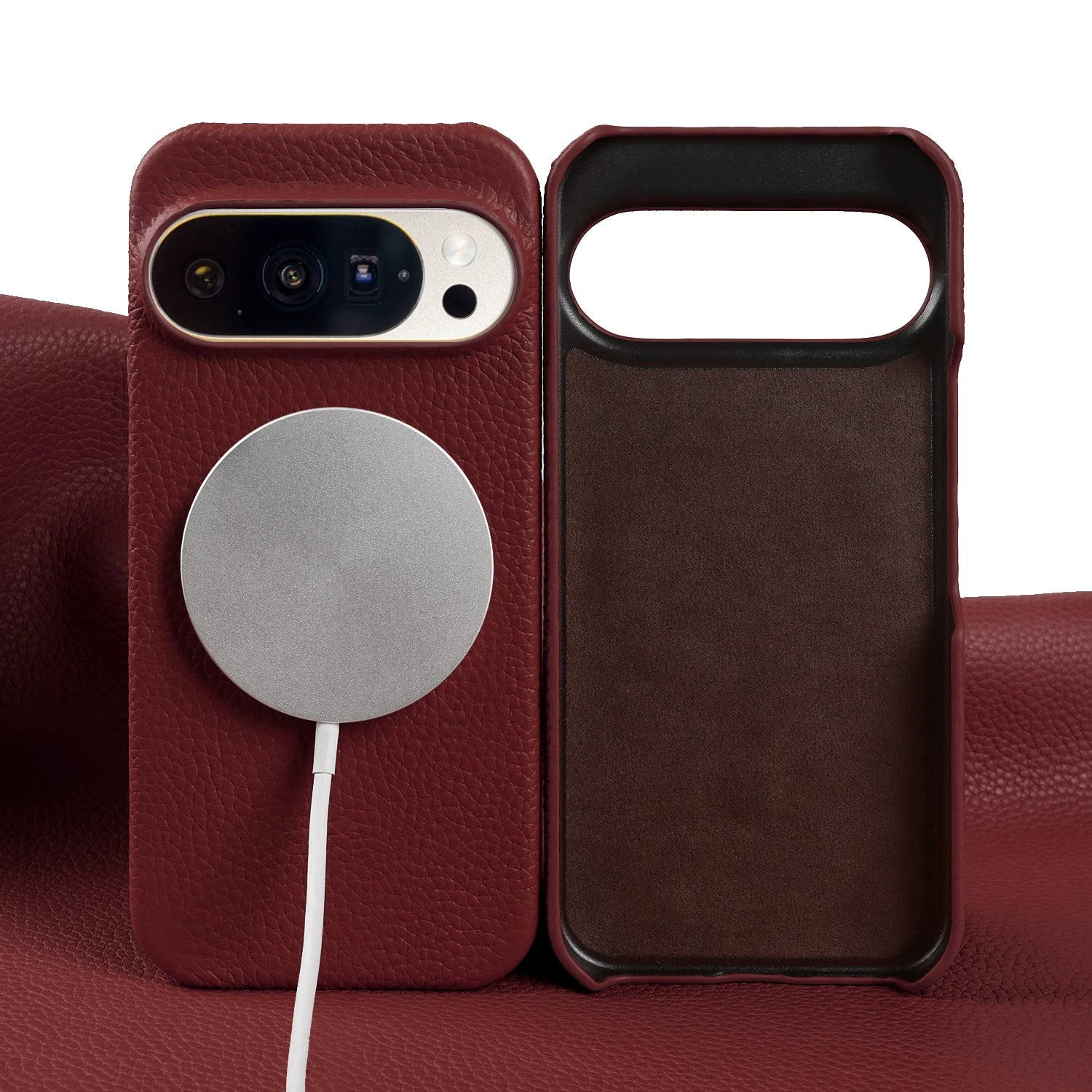 For Magsafe Magnetic Lychee Genuine Leather Case For Google Pixel 10 Pro XL 9 8 7 6 5 9A 8A 7A 6A Back Cover Phone Cases Coque