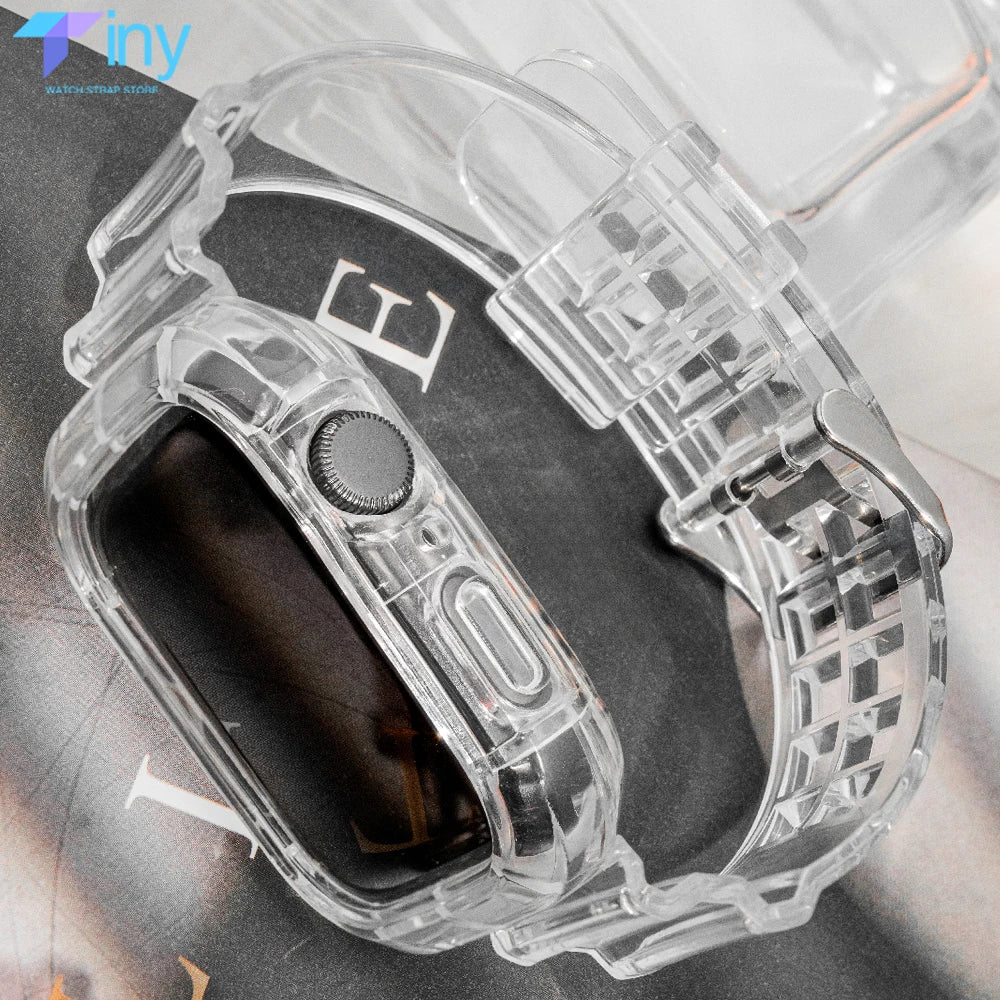Silicone Band+Case for Apple Watch Strap 46mm 42 45MM 41 44mm 40mm 49mm Correa Sport Wrist Iwatch Series 10 9 8 7 6 Se 5 4 Ultra