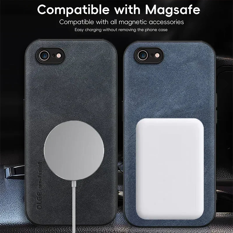 Magnetic Retro Leather Case For iPhone 16E 7 8 Plus SE 2020 2022 iPhone8 Plus Wireless Charging Phone Case Cover