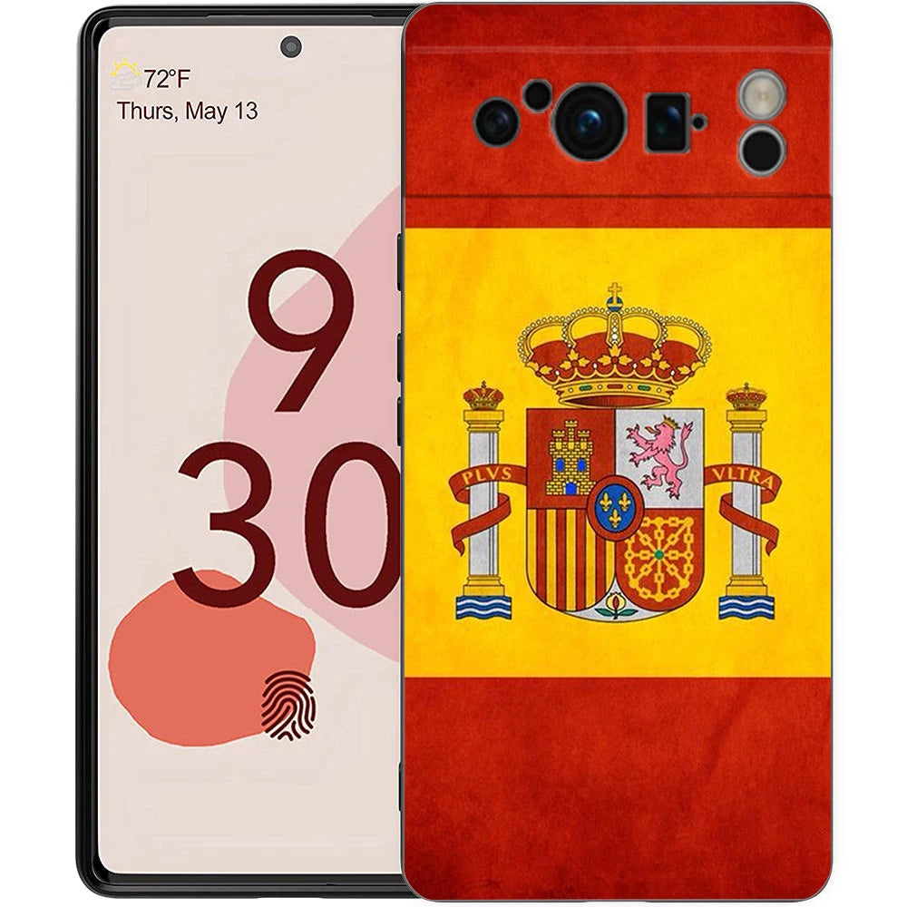 Spain flag Phone Case For Google Pixel 10A 10 9 8 7 6 Pro XL 9A 8A 6A 7A 5G Soft Shockproof TPU Black Cover