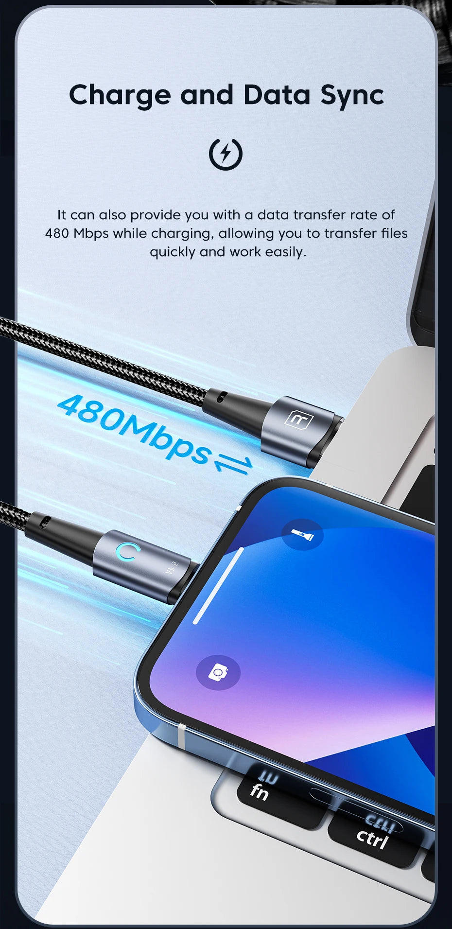 Toocki USB Lightning Cable for iPhone 14 13 12 11 Pro Max  8 7 Plus 2.4A Fast Charing Cable for iPhone Charer Cord Data Wire