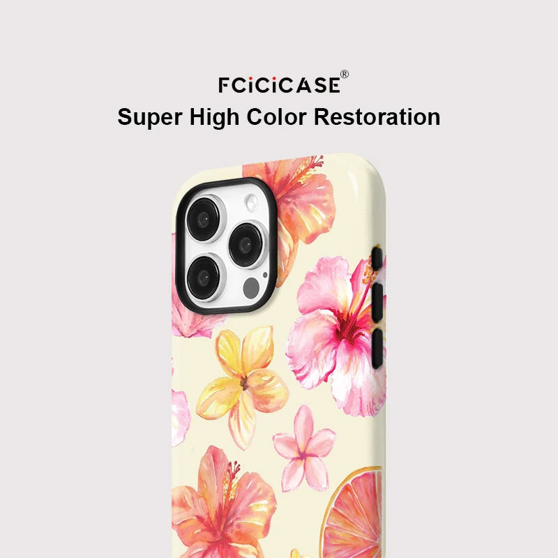 For Magsafe 2 in 1 Flower Pattern Case For iPhone 11 12 Pro 13 14 Plus 15 16 Pro Max Luxury Magnetic Shockproof Phone Cover