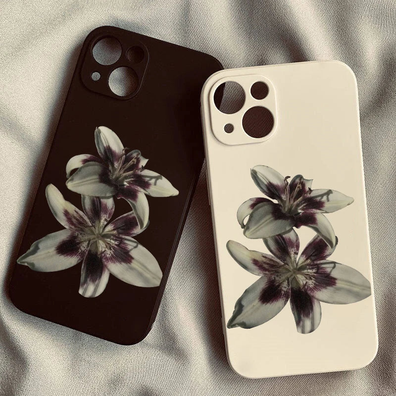 Lily Orchid Flower Print Phone Case For iPhone 17 16 15 14 13 12 11 Pro Max Mini SE4 7 8 Plus 17E Air Shockproof Silicone Cover