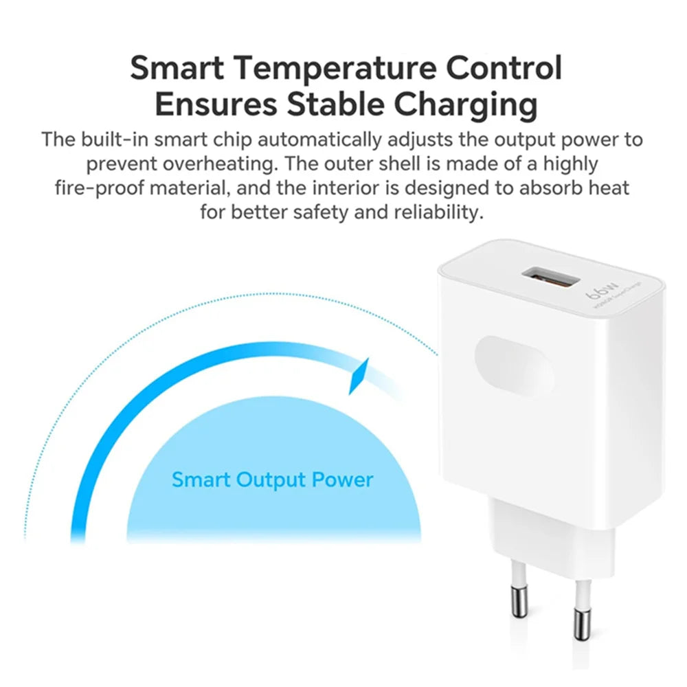 USB Fast Charger 66W Fast Charging QC3.0 EU/US Plug Wall Adapter 6A USB To Type C Cable For Huawei Mate 50 60 Nova 10 Honor 100