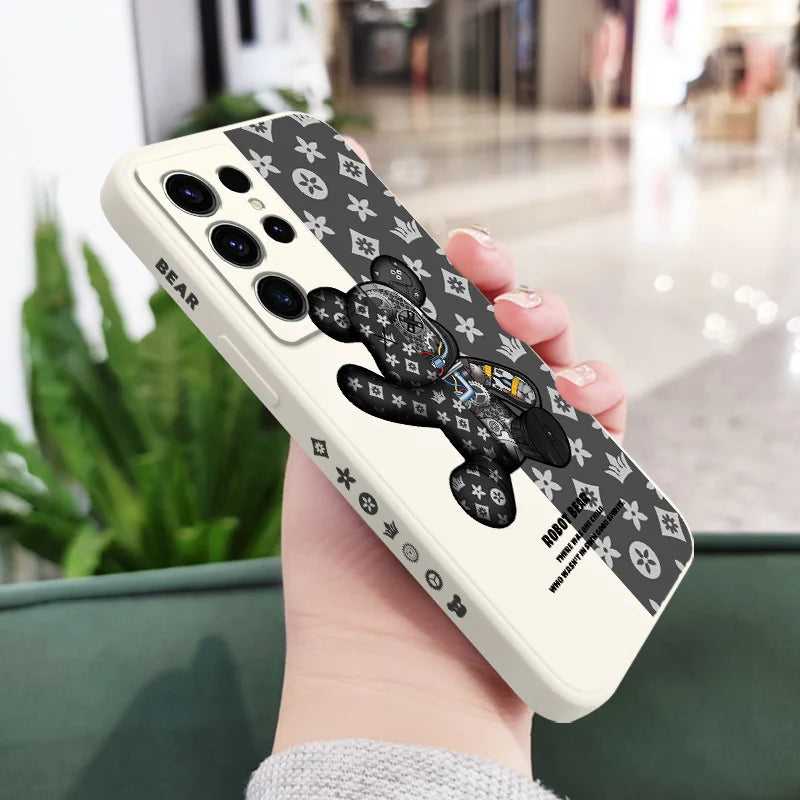 Printed Cute Bear Phone Case For Samsung Galaxy S25 S24 S23 S22 S21 S20 S10 S10E Ultra Plus FE Note 20 Ultra Plus Cover