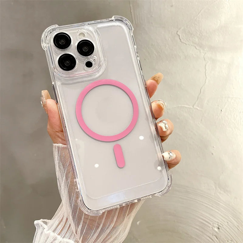 Wireless Charge Case For iPhone 17 16 15 14 13 12 11 Pro Max Magnetic For Magsafe Phone Cases For iPhone Air 15 14 16 Plus Cover