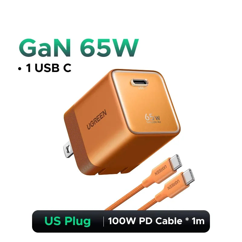 【Ultra Mini-US Plug】UGREEN Nexode Air 100W 65W 45W GaN Charger PD3.0 QC4.0 PPS For Macbook Laptop iPhone 17 16 Samsung S26 iPad