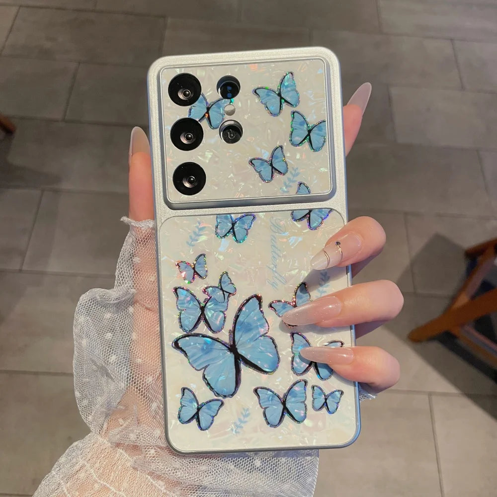 Luxury Butterfly Shell Pattern Cute Case For Samsung S26 S25 S24 Ultra for Galaxy S26 +  Plus S25 S24 FE Shockproof Cover Fundus