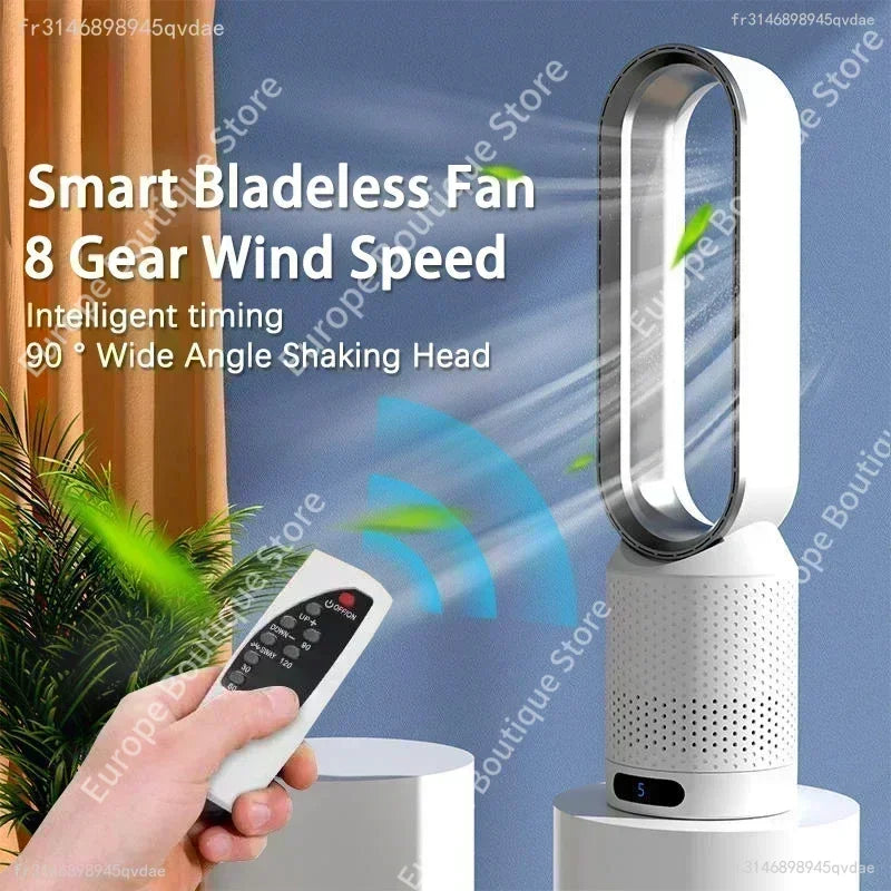 2026 Space Saving Bladeless Tower Fan Energy Saving Air Purifier Circulator Ultra Quiet Fan for Home Dorm Office