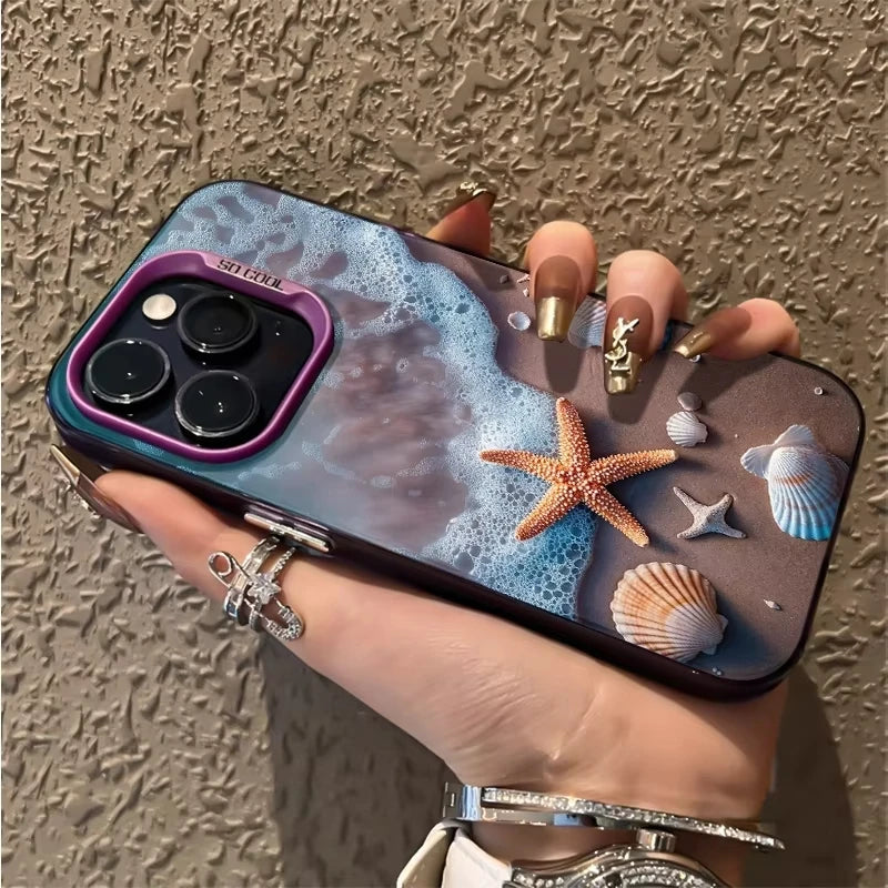 Beach Waves Starfish Phone Case For Samsung Galaxy A55 A54 A53 A35 A34 A15 A16 S26 S25 S24 S23 S22 S21 S20 Ultra Plus FE Cover