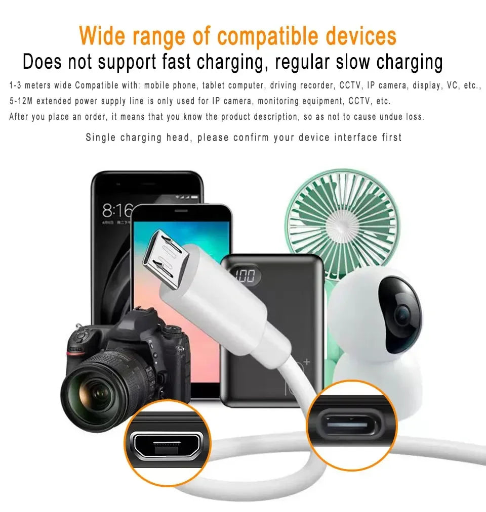 1m-14m extra long USB Type C charging cable Android camera extension monitoring for Huawei Android phones surveillance cameras