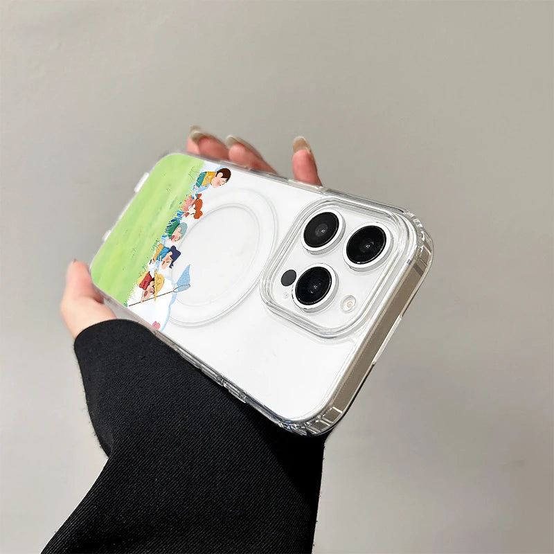 C-Crayon S-ShinChan Wireless Charging Case for iPhone 17 Air 16 E 15 14 Plus 13 12 Mini 11 Pro Max Transparent Silicone Cover