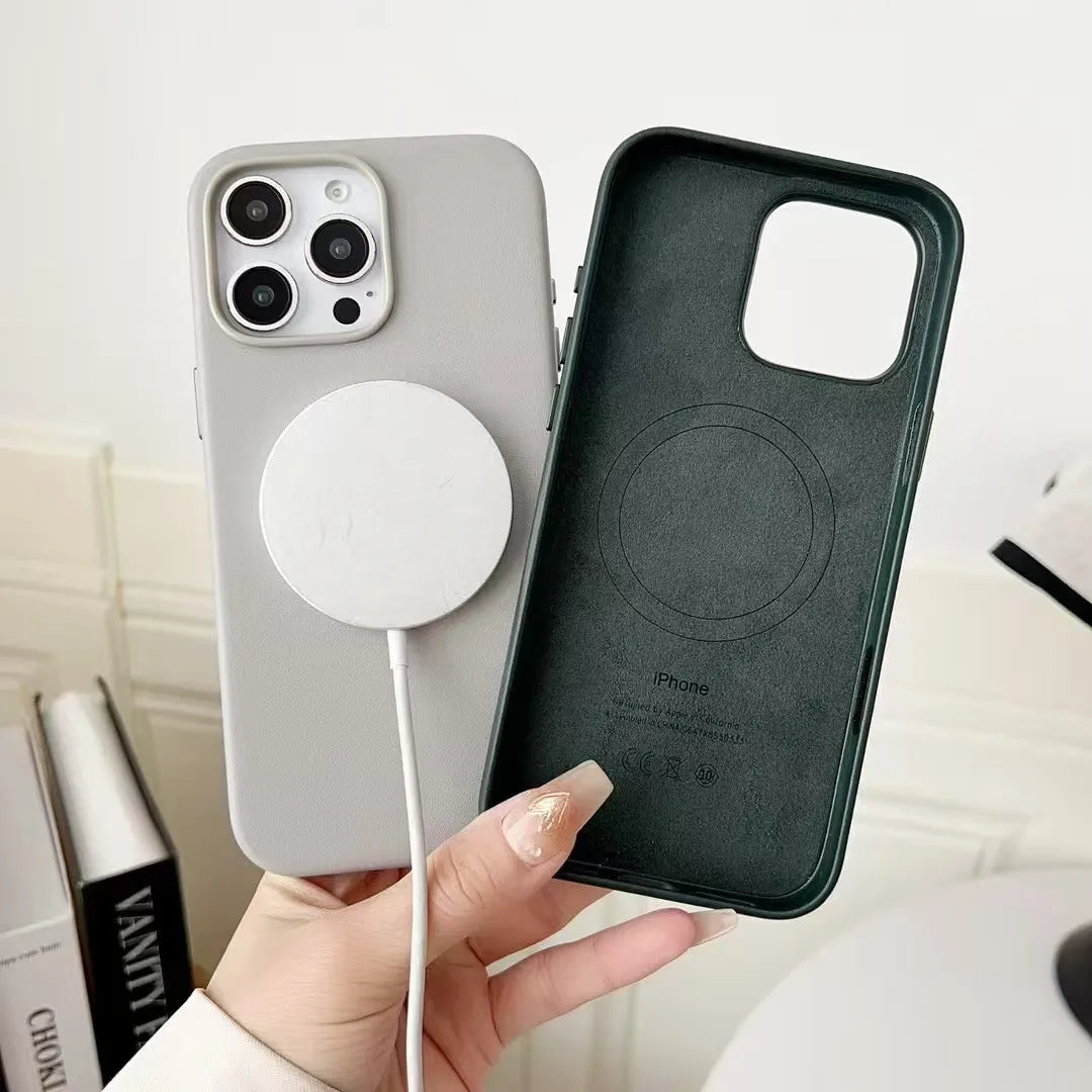 For Apple Magsafe Leather Case for IPhone 16 15 14 13 Pro Max Case Official Original Wireless Charging Magnetic Cover 17 Pro Max