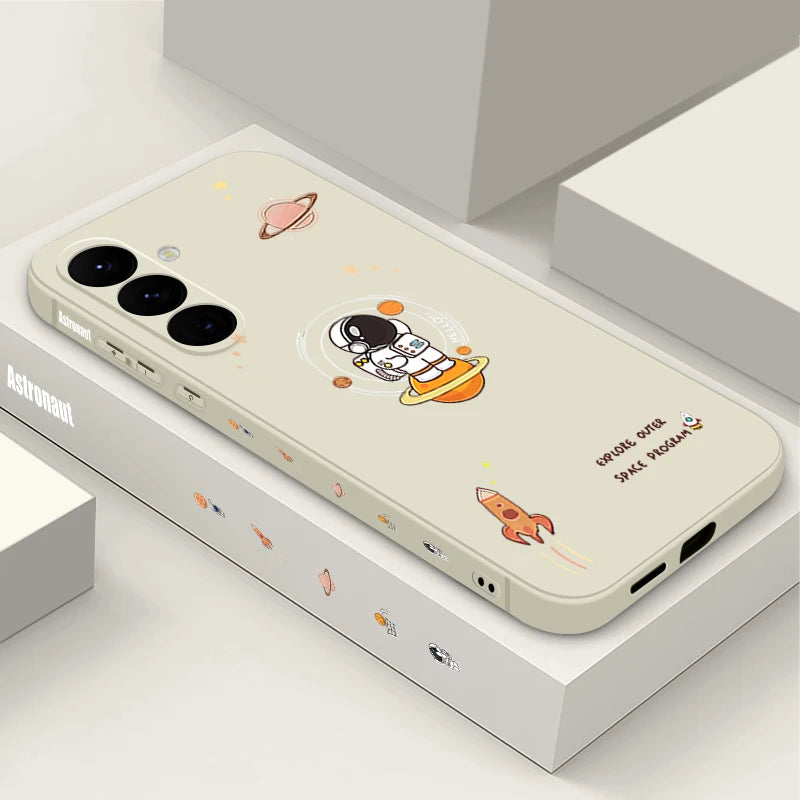 Cute Astronaut Space Case For Samsung Galaxy S26 S25 S23 S24 Ultra S25 FE A57 A37 A17 A16 A56 A36 A55 A54 A26 A15 5G Phone Cover