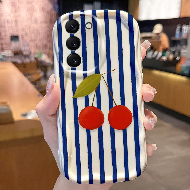 Striped Cocktail Phone Case for Samsung Galaxy S26 S25 S24 Plus S23 Ultra S22 S21 S20 FE A73 A71 4G A57 A56 A55 A54 5G A53 Cover