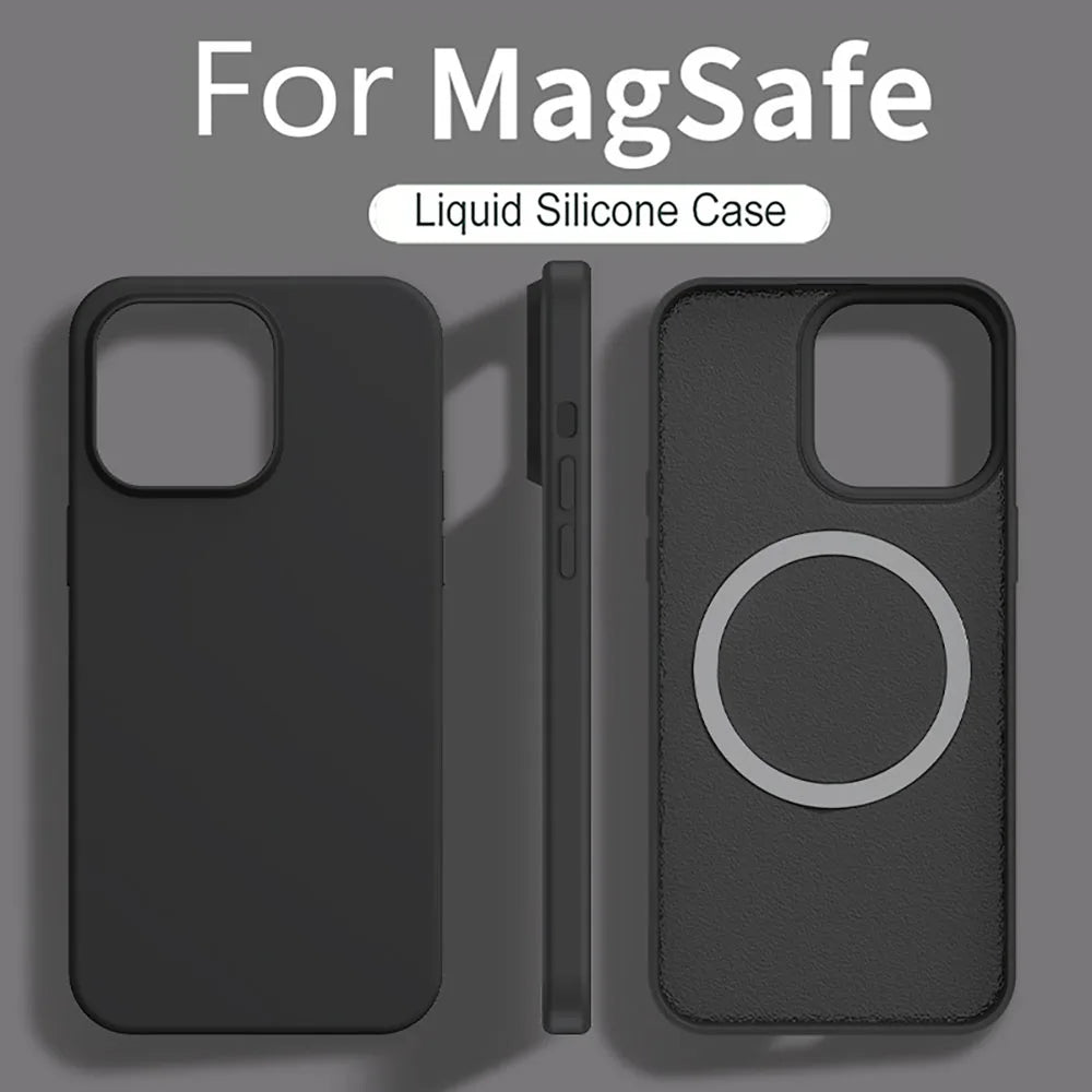 For Magsafe Liquid Silicone Magnetic Phone Case For iPhone 17 16 15 13 14 Pro Max Plus Cover For iphone 17 Pro Max Accessories