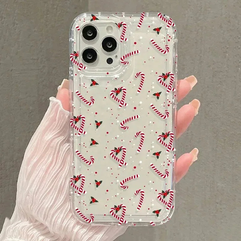 Winter Christmas Graphic Print Clear Case For iPhone 16 15 14 13 12 11 Pro Max 16E XS XR SE2 7 8 Plus SE2 SE3 Shockproof Cover