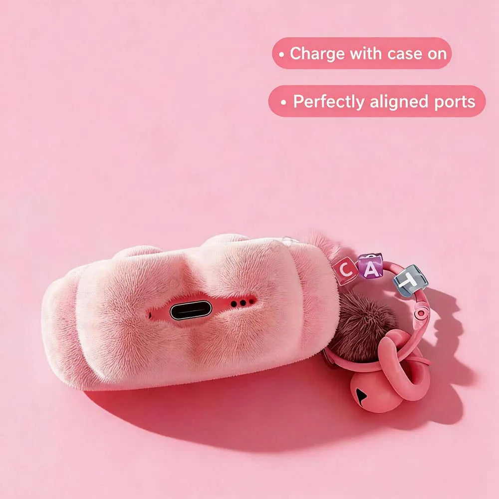 Pink Cat Paw Plush For AirPods Case Cute Furry Soft Protective Cover for AirPods Pro 2 Pro 3 AirPods 4 Kawaii Earbuds Case
