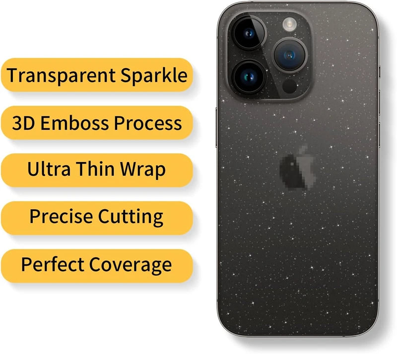 Tear Down Glitter Sparkle Skin for IPhone 17 Air 16 15 14 13 Pro Max Plus Back Screen Protector Cover Change Color Sticker Film