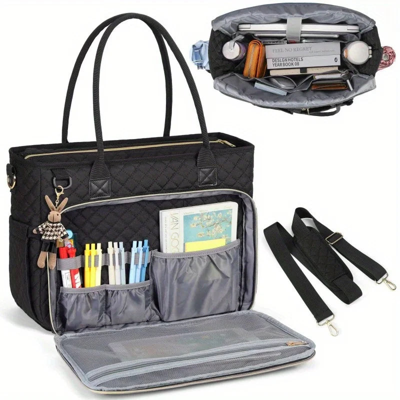 Spacious Business Commuter Laptop Bag with Accordion File Pocket and Gift Scrapbook Holder for Teachers and Professionals