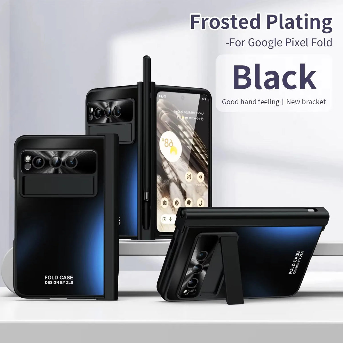 Phone case For Google Pixel Fold Luxury Business Man Pen Stylus Slot Stand Holder Phone Case Google Pixel Fold