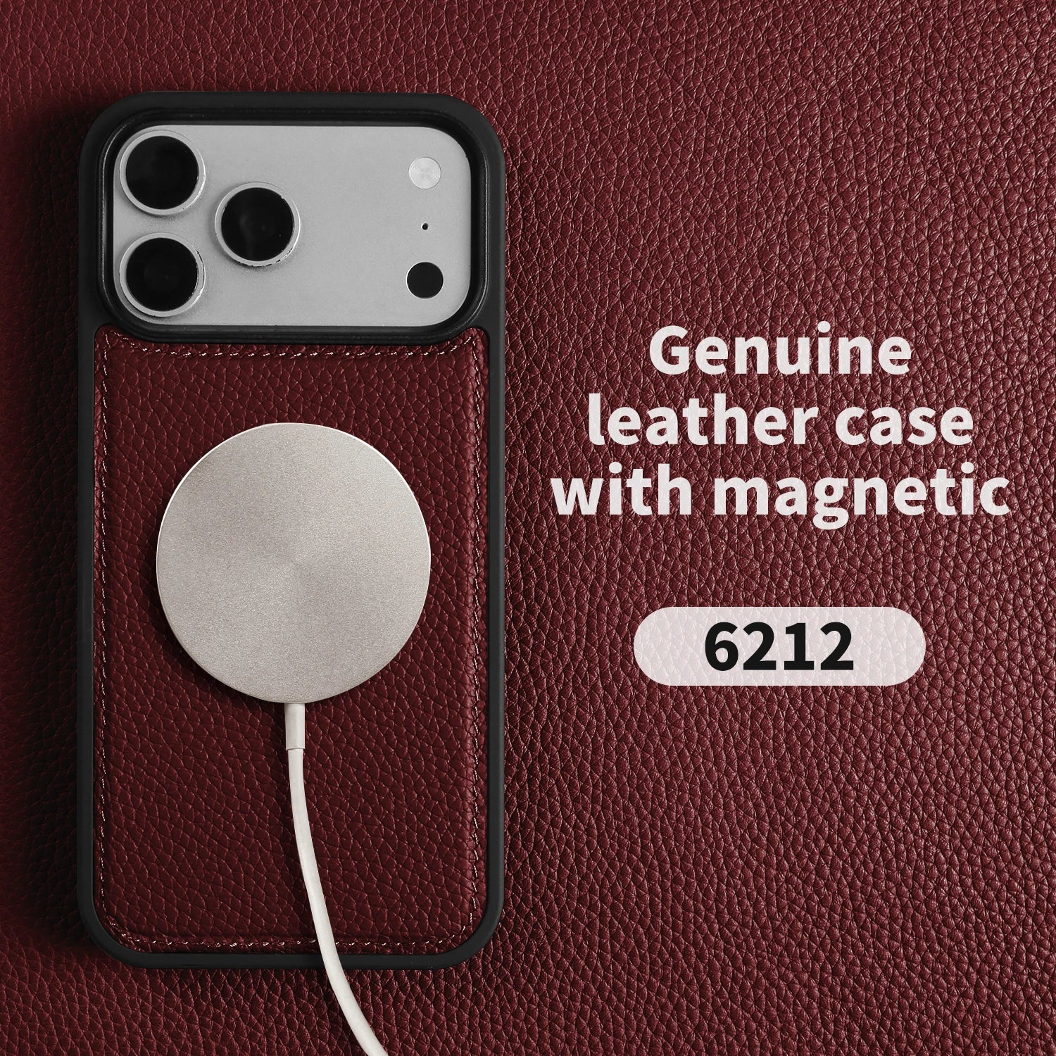Magnetic Lychee Genuine Leather Case For iphone Air 17e 16e 11 12 13  14 15 16 17 Pro Max Phone Back Cover For Magsafe Case Capa