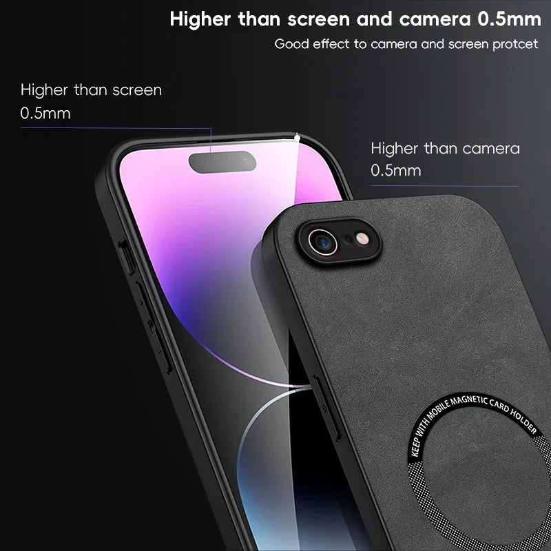 Magnetic Retro Leather Case For iPhone 16E 7 8 Plus SE 2020 2022 iPhone8 Plus Wireless Charging Phone Case Cover