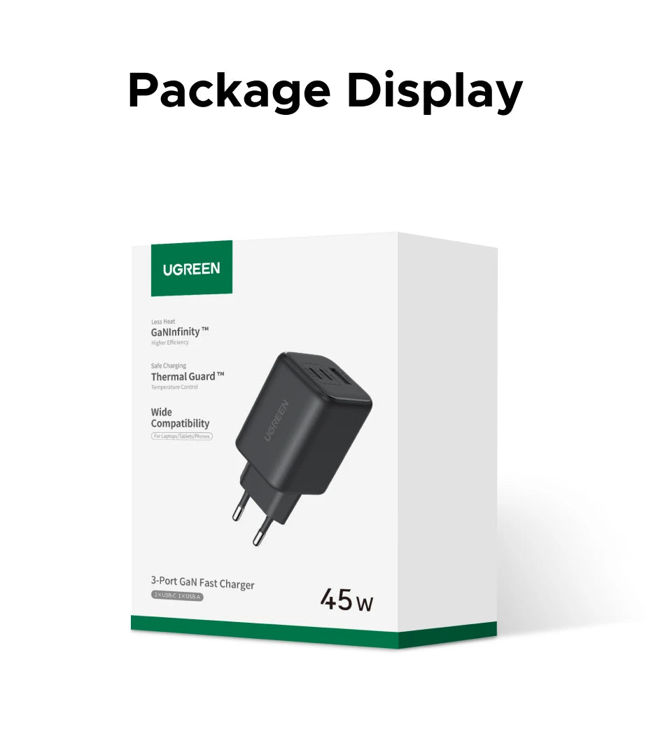 UGREEN 45W/30W/25W/20W GaN Charger PD3.0 PPS QC3.0 USB C Fast Charger For Samsung S26 iPhone 17 16 15 Pro Max iPad Xiaomi Tablet