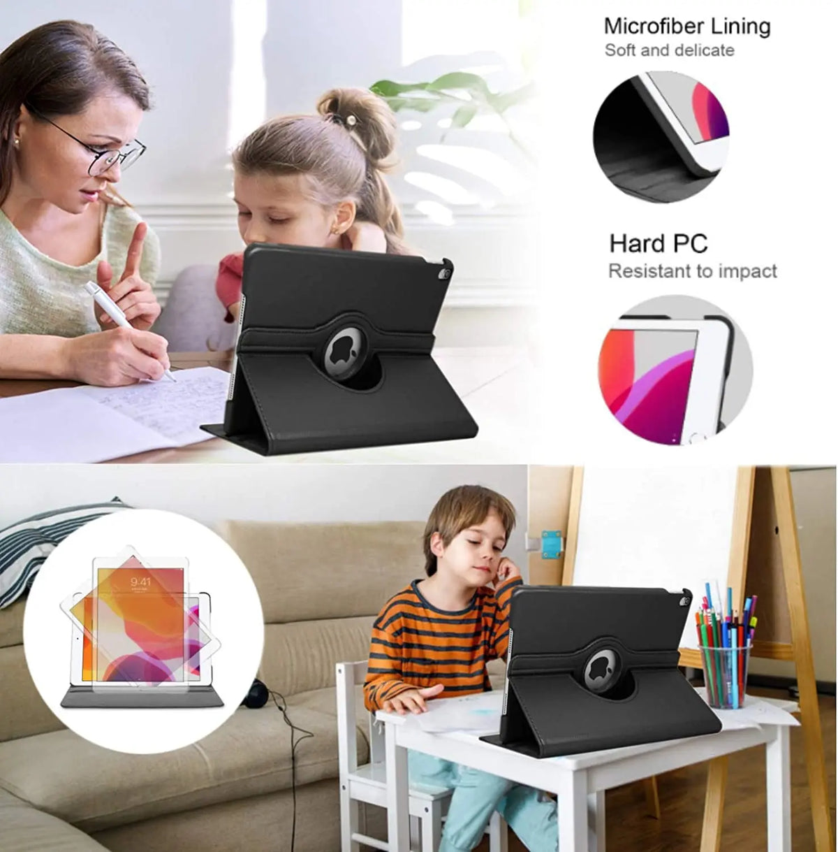 Case For Apple iPad Pro 12.9 2015/2017 360 Rotating Smart Cover iPad Air 13 2024 2025 12.9"2018-22 PU Leather Funda Tablet Shell