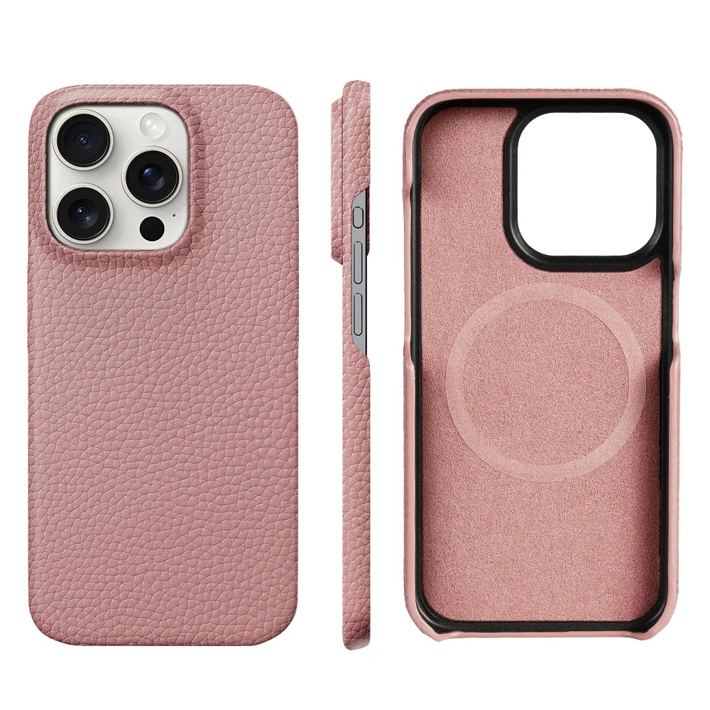 LANGSIDI Natural Cowhide Leather for Magsafe Case for iPhone 16 15 Pro Max Promax 15Pro 16Pro Luxury Magnetic Phone Back Cover