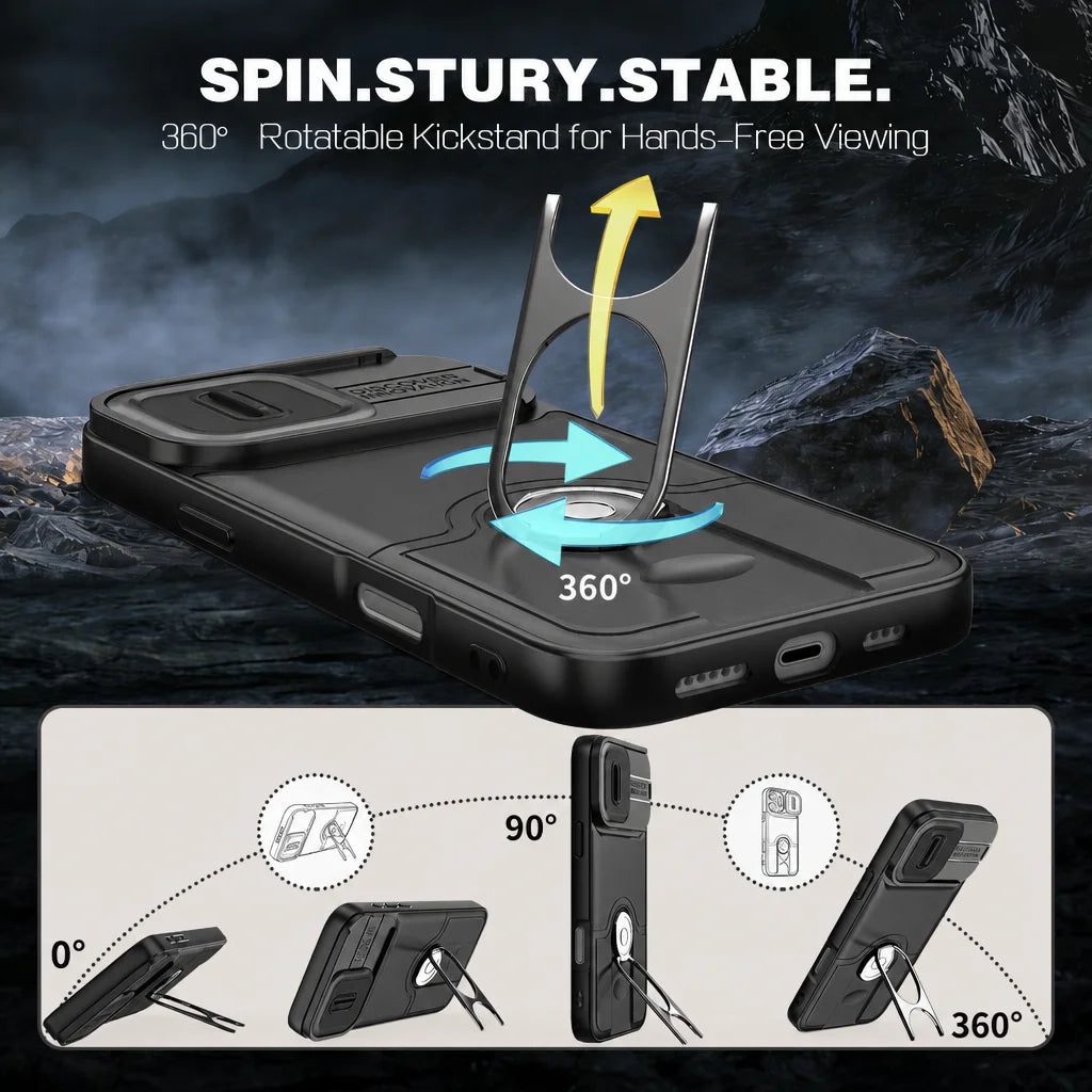 Stand Function Hard Heavy Phone Case for Iphone 17 18 16 Pro Max Iphone18 Iphone16 Iphone17 Lens Protective Cover