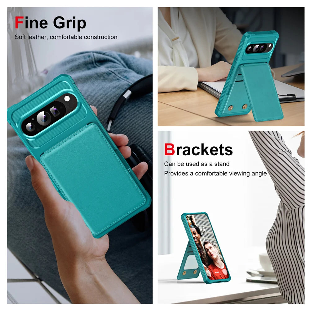Business Leather Flip Card Slot Bag Stand Holder Case For Google Pixel 9 8 7 Pro XL 8 A 7A Magnetic Cover For Pixel 8A 10Pro XL