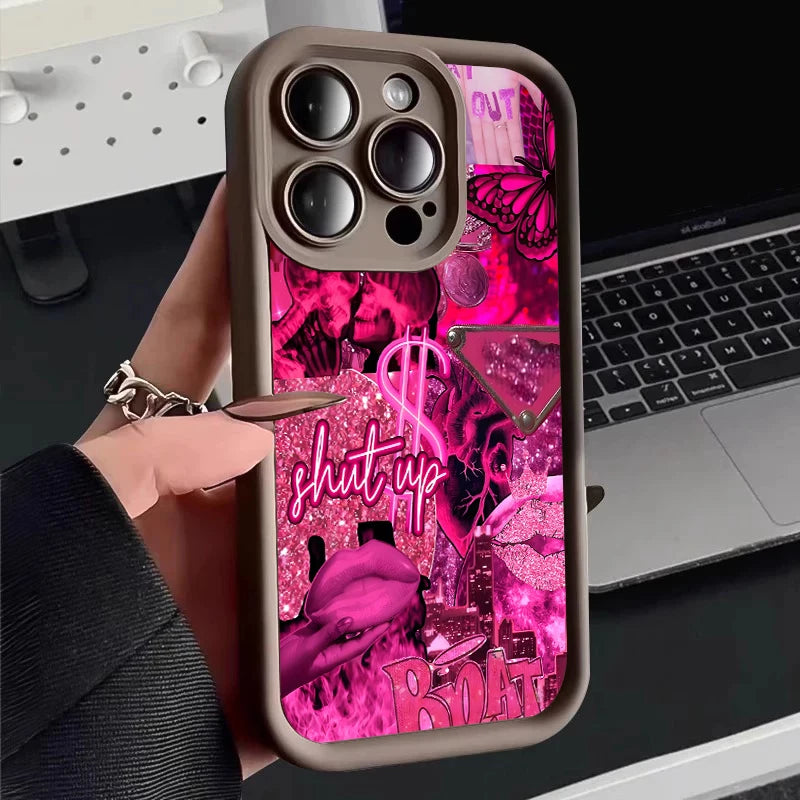 Pink Lips USD Banknote Printed Phone Case For Samsung Galaxy S26 S25 S24 S23 S22 S21 S20 Ultra Plus FE A55 A54 A15 A35 Cover
