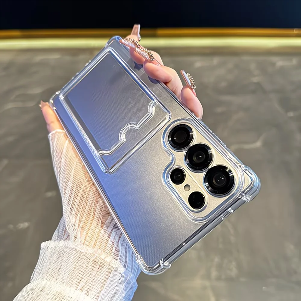 For Samsung Galaxy S26 S25 S24 S23 S22 S21 Ultra Plus S20 FE Edge  Shockproof Clear Card Pocket Phone Case Cover