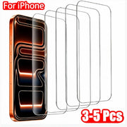 3-5Pcs Tempered Glass for iPhone 17 Air 16 15 14 13 12 11 Pro Max Screen Protectors for iPhone 7 8 6 16e X XS XR Protective Film