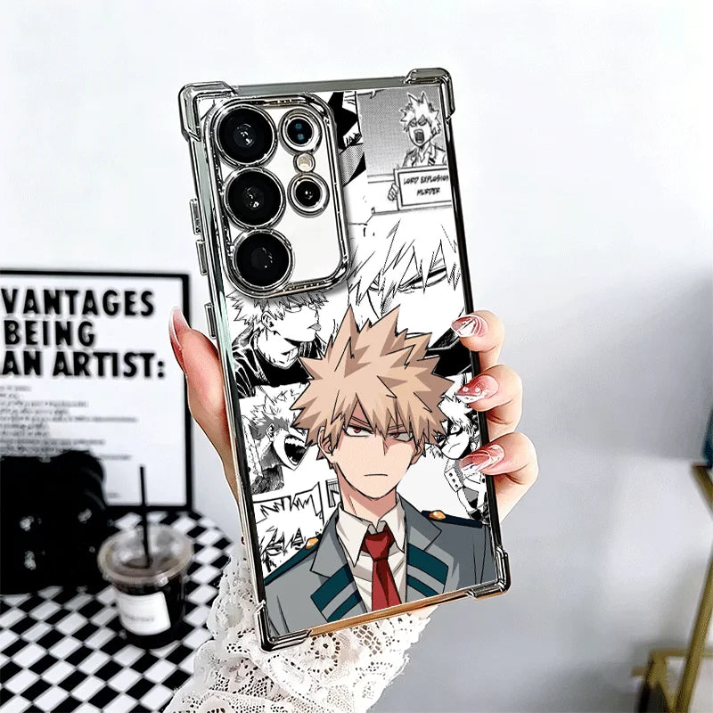 MHA My Hero Bakugou Katsuki Plating Phone Case For Samsung Galaxy S25 S26 Edge S24 S23 Ultra S22 S21 Plus S20 FE Anti-Fall Prote