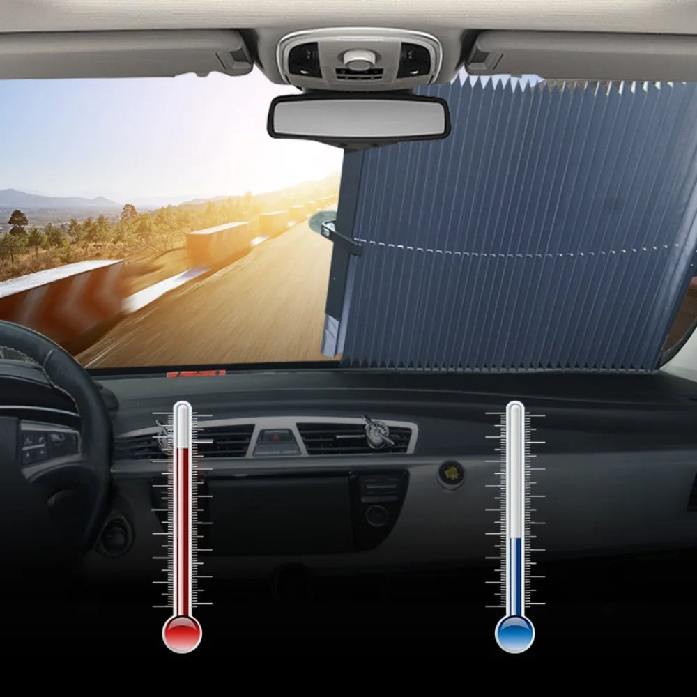 Automobile sunscreen, heat insulation, sunshade, automatic telescopic folding front glass sunshade cover,  suction cup sunshade