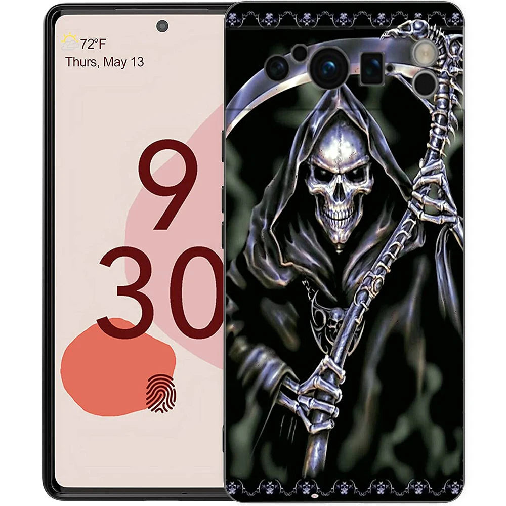 Grim Reaper Skull Phone Case For Google Pixel 10A 10 9 8 7 6 Pro XL 9A 8A 6A 7A 5G Soft Shockproof TPU Black Cover