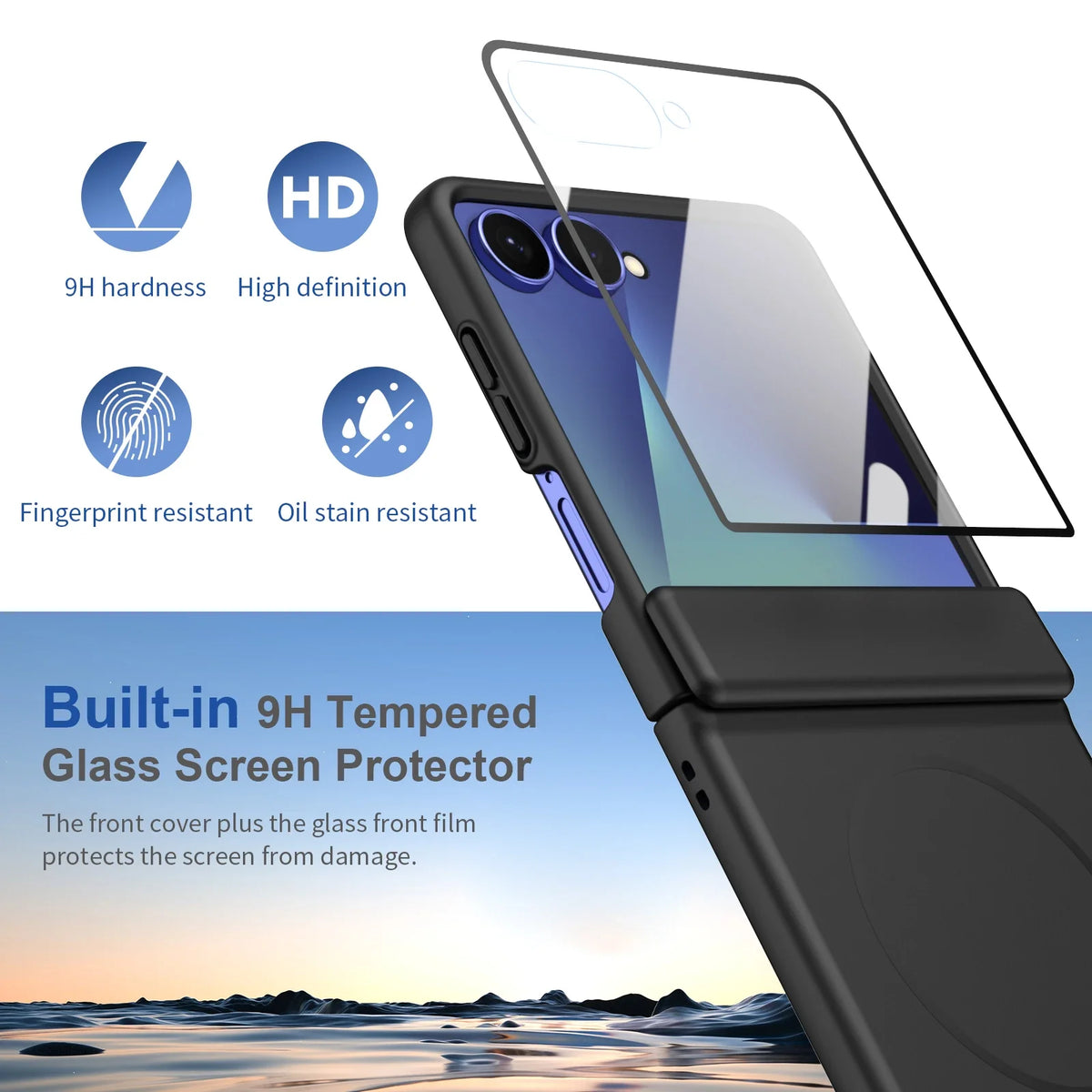 Hinge Protective Magnetic for Samsung Z Flip 8 7 FE 6 5 4 3 with Tempered Protective Film Phone Case for Samsung Galaxy Z Flip 8