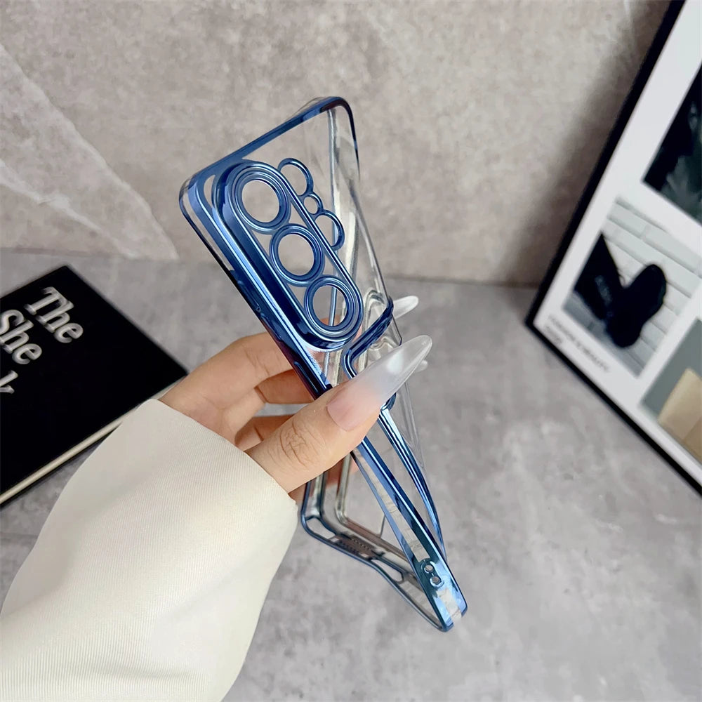 Card Pocket Wallet Clear Case For Samsung Galaxy S26 S25 Ultra S24 FE S23 S22 S21 Plus Ultra S26 Edge A55 A56 A26 Plating Cover