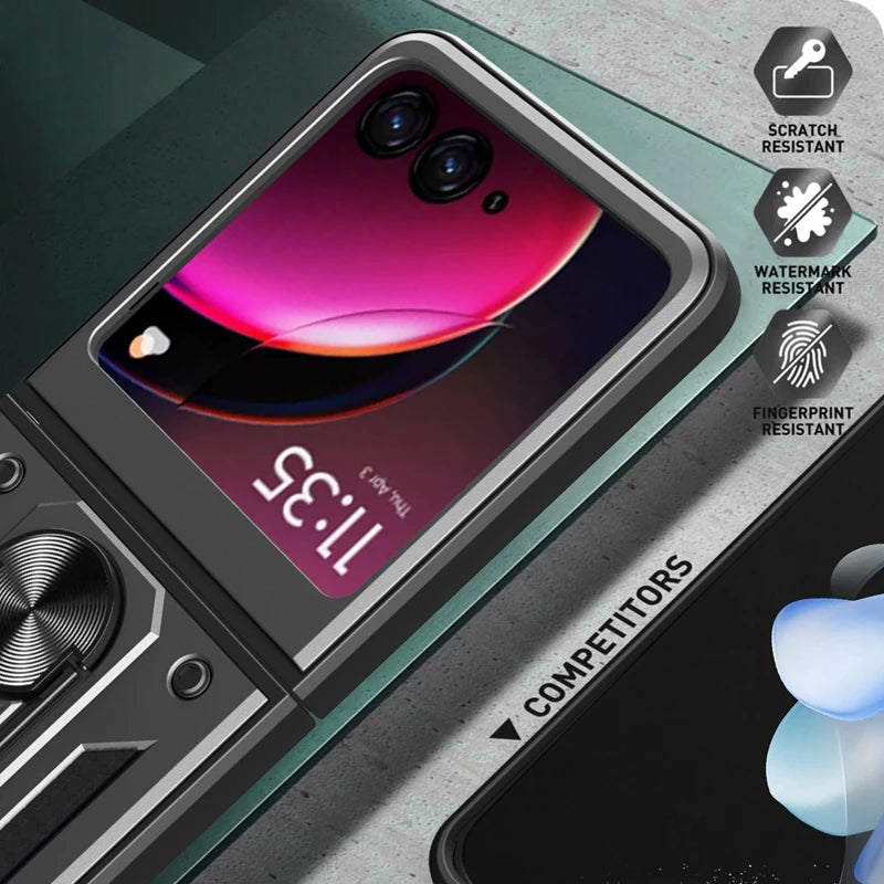 Armor Shockproof Case For Motorola Razr 60 50 40 Ultra Moto Razr+ Plus 2025 2024 2023 Cover With Ring Stand Holder Coque Fundas