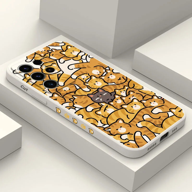 Orange Cats Phone Case For Samsung Galaxy S25 S24 S23 S22 S21 S20 S10 Ultra Plus FE Note 20 Ultra 10 Plus Cover