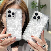 Christmas Winter Snowflake Shaped Pattern Soft Cover For iPhone 17 16E 16 15 14 Plus 13 12 11 Pro MAX 17 Air Phone Case