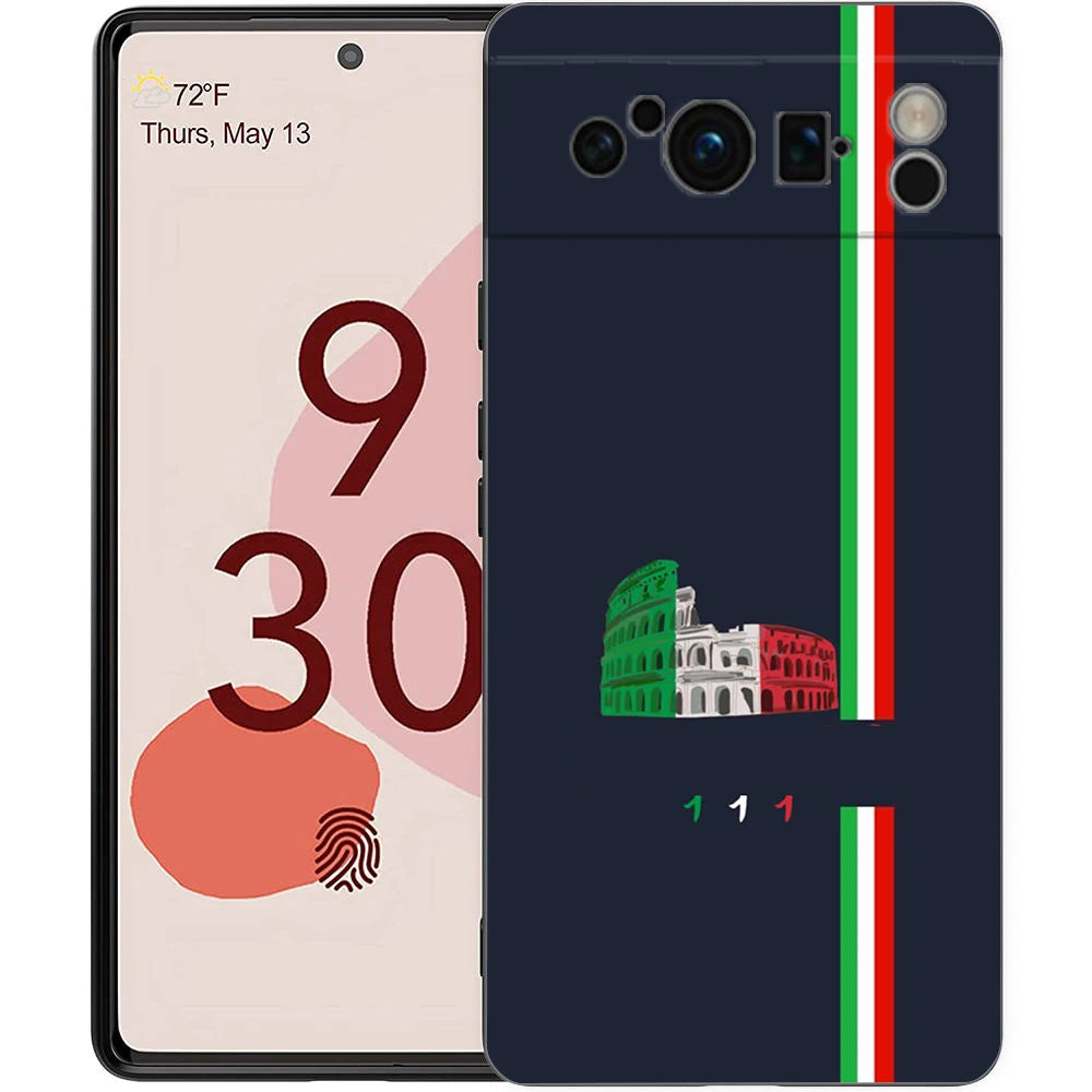 Italian flag Phone Case For Google Pixel 10 9 8 7 6 Pro XL 9A 8A 6A 7A 5G Soft Shockproof TPU Black Cover