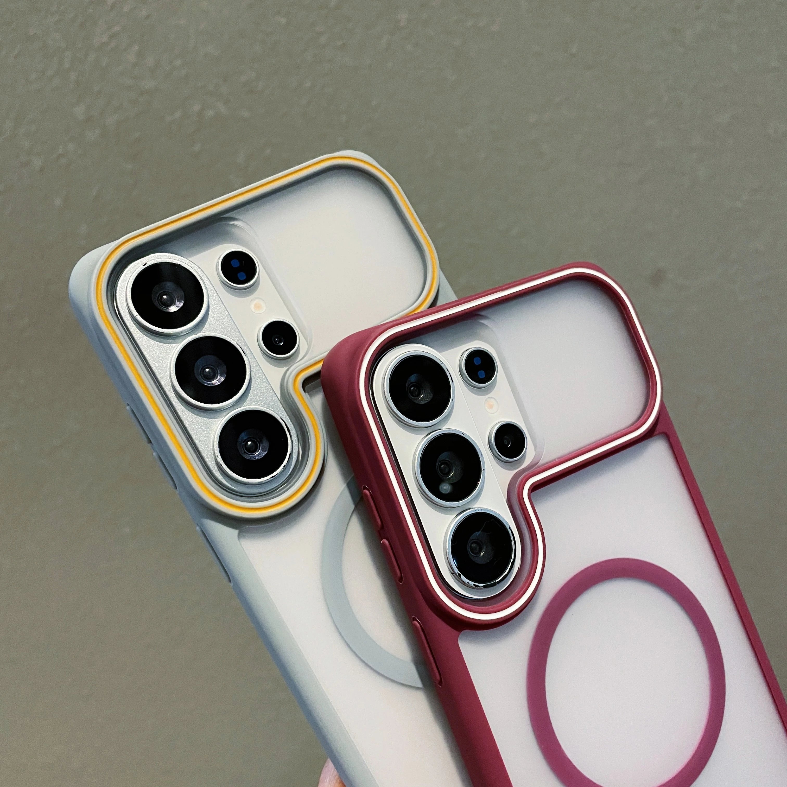 Strong Magnetic Frosted Matte For Magsafe Phone Case For Samsung Galaxy S26 S25 FE S24 S23 Ultra Large Window Shockproof Cover