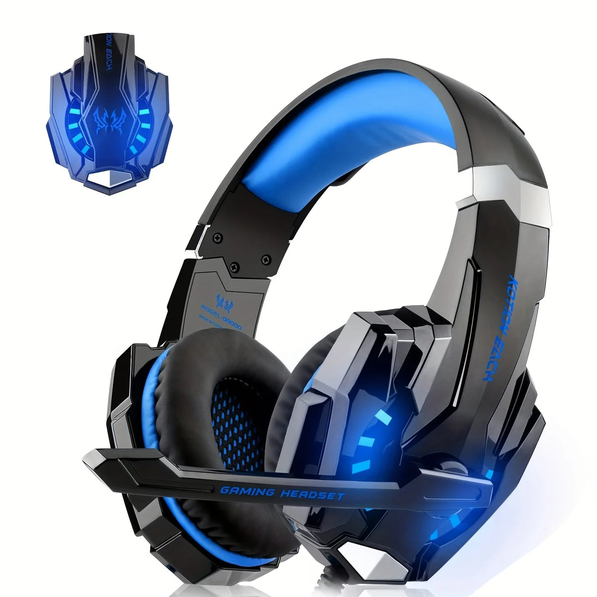 Gaming Headset G9000 Over Ear Wired Headphones 3.5mm Audio USB LED Light with Microphone Stereo Sound for PC PS5 Video Games