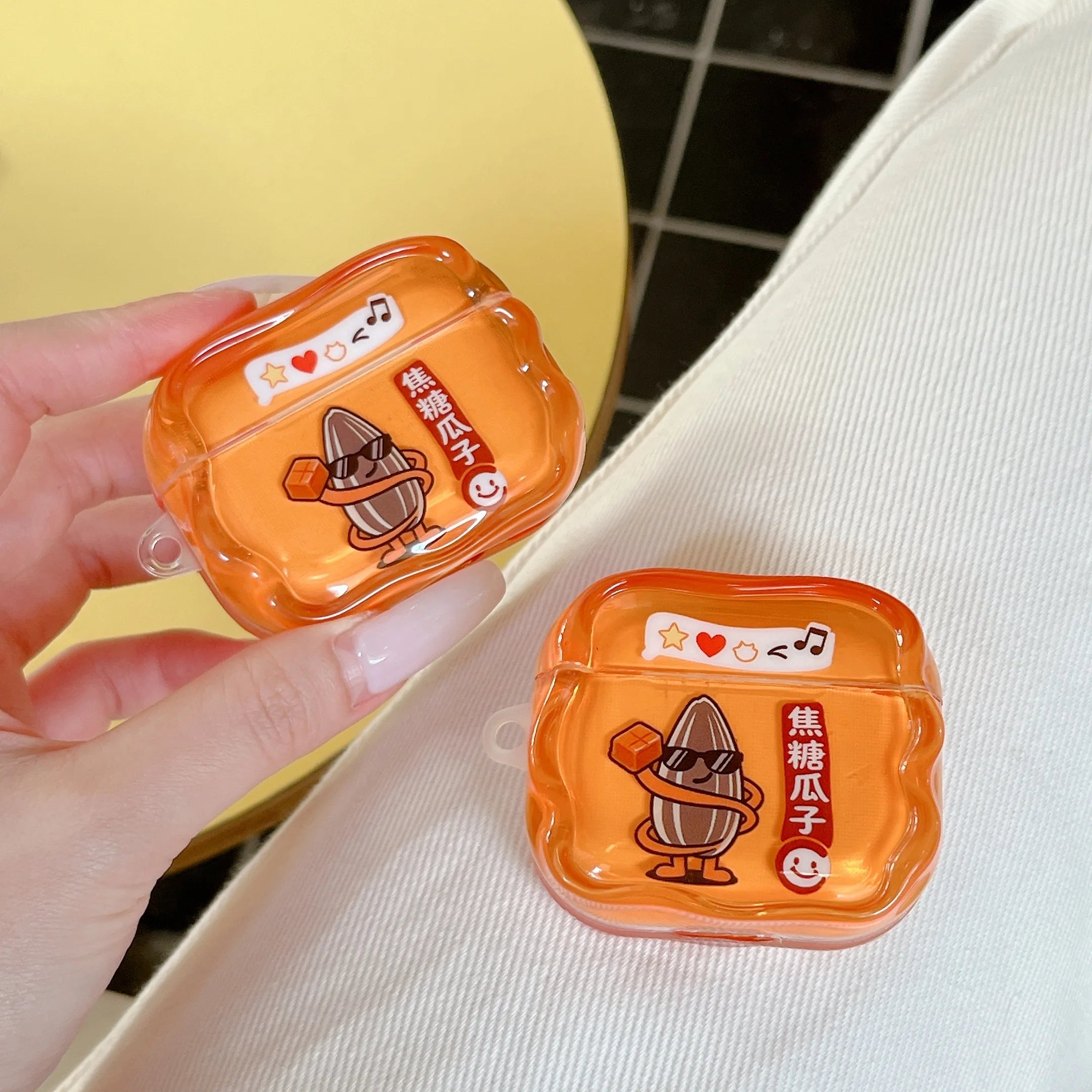 Suitable for AirPods pro3/pro2 Bluetooth Earphone Case Fun Caramel Melon Seeds  for Airpods 1/2/3/4 New Silicone  case