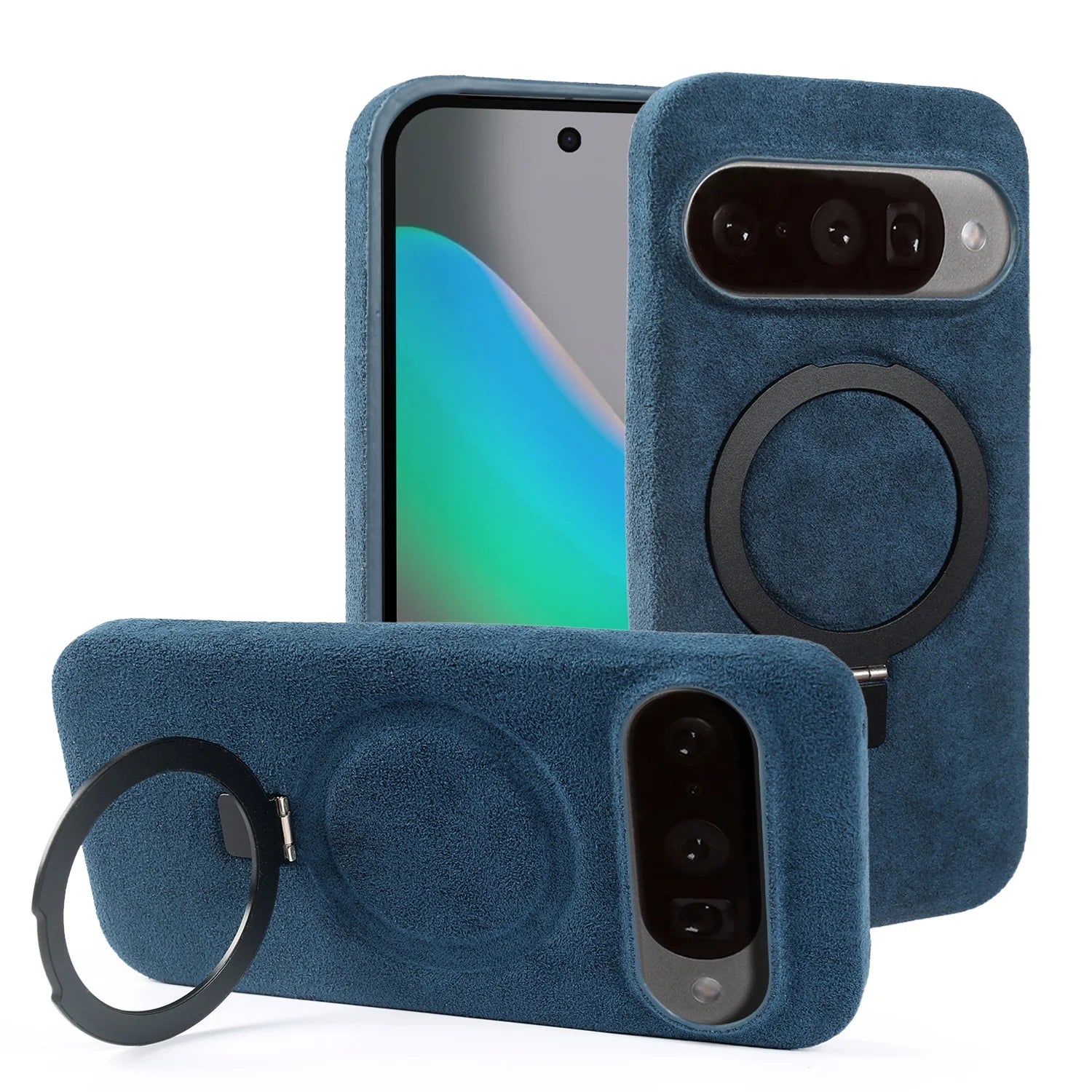 Foldable Bracket Stand Phone Case For Google Pixel 10 Pro 9 8  7 For ALCANTARA Artificial Leather Supercar Suede Kickstand Cases